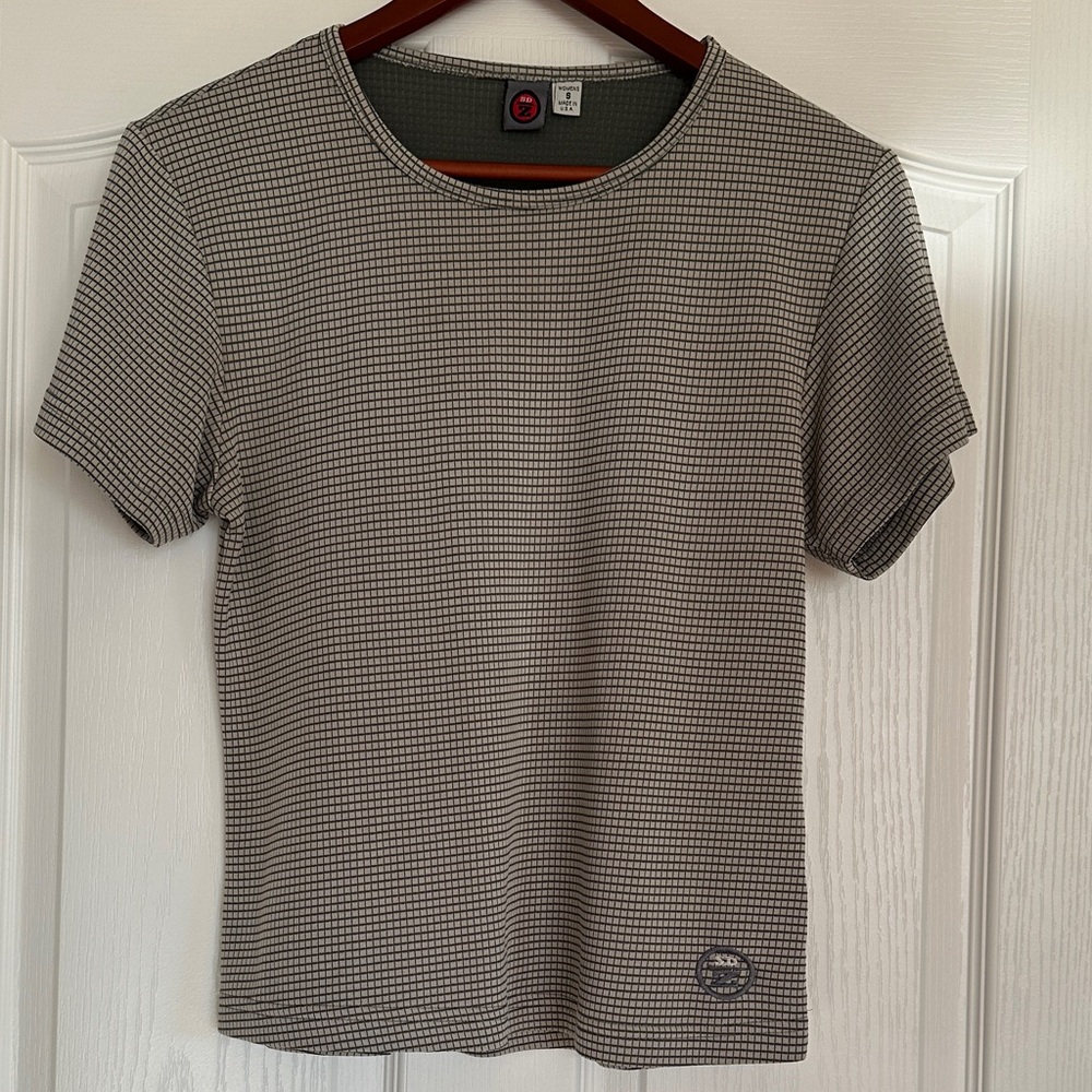 Women's Black and Beige Checkered Top